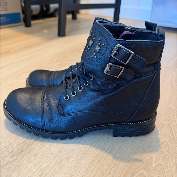 VENUS Black Leather Studded Boots - Picture 2 of 6